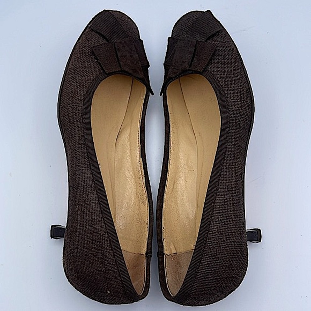 ANNE KLEIN NEW YORK | Brown Bow Tweed Kitten Heel Pumps | Sz 7M - Picture 7 of 15